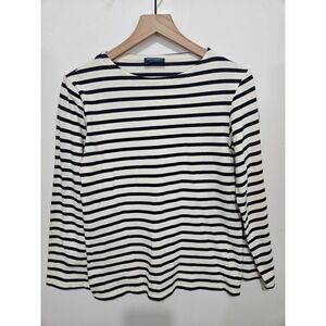Saint James Womens Breton Striped Long Sleeve Boat Neck Top Navy Cream Size XS